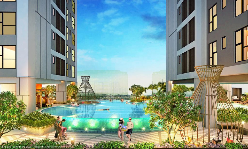 Phối cảnh khu hồ bơi tại The Antonia