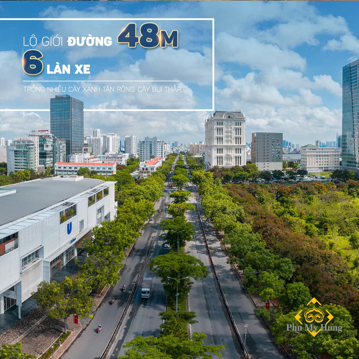 Đường Nguyễn Lương Bằng có lộ giới 48m và 6 làn xe, rộng rãi và hiện đại. Cư dân sinh sống dọc tuyến đường này chưa từng phải lo lắng về vấn đề đậu xe hay kẹt xe.