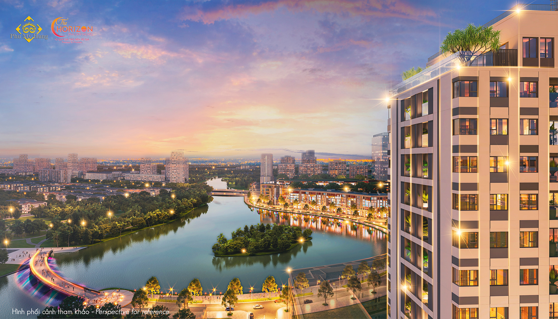 Phu My Hung The Horizon nằm trong Khu The Crescent – “trái tim” của toàn khu đô thị.